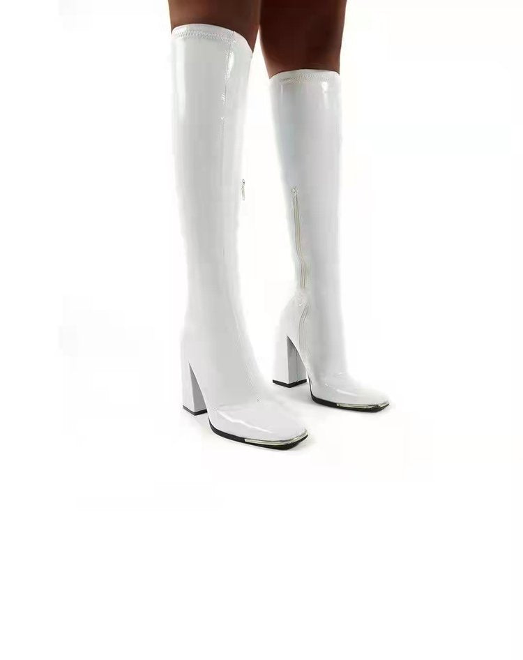 solid color long tube high-heeled boots nihaostyles clothing wholesale NSTBG96053