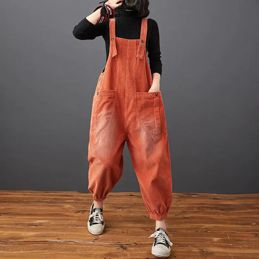 Combinaison poches en velours côtelé__Corduroy Pockets Jumpsuit