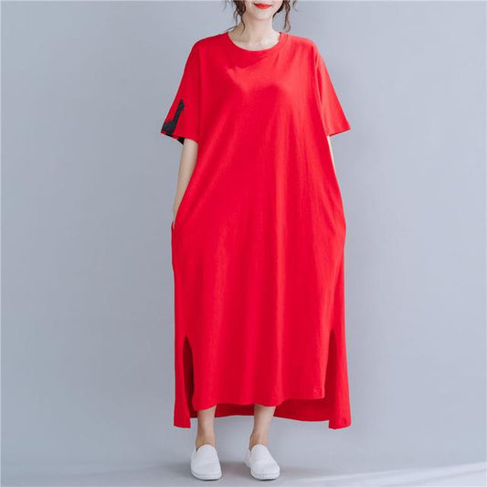 Oversized Summer T Shirt Dress Women 2021 Letter Print Cotton Long Ladies Dresses Casual Red Korean Tshirt Dress Robe Femme New