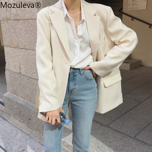 Mozuleva Loose Outerwear Women Suit Jacket Spring Summer Female Jacke  2022 Elegant Chic Single-breasted Women Blazer Femme