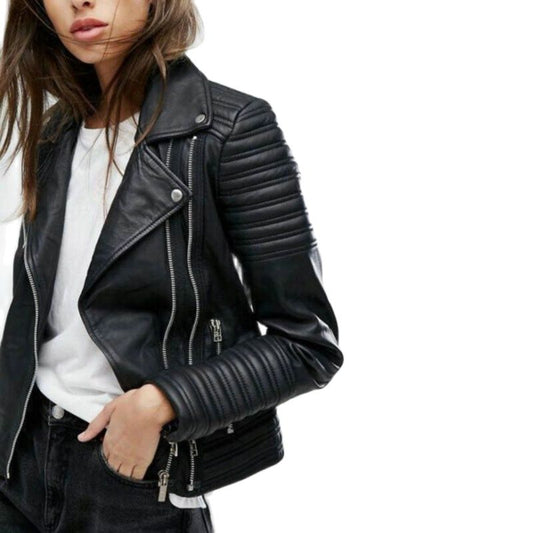 2021 New Fashion Women Motorcycle Faux Leather Jackets Ladies Long Sleeve Autumn Winter Biker Zippers Streetwear Black Coat