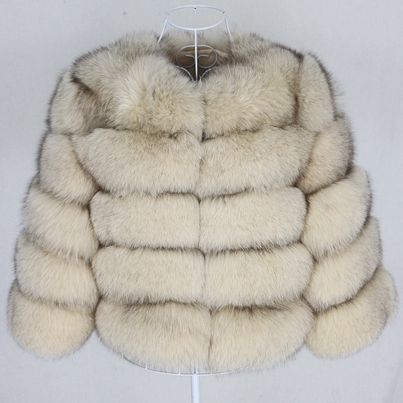 OFTBUY 2021 Winter Jacket Women Real Fur Coat Natural Big Fluffy Fox Fur Outerwear Streetwear Thick Warm Three Quarter Sleeve
