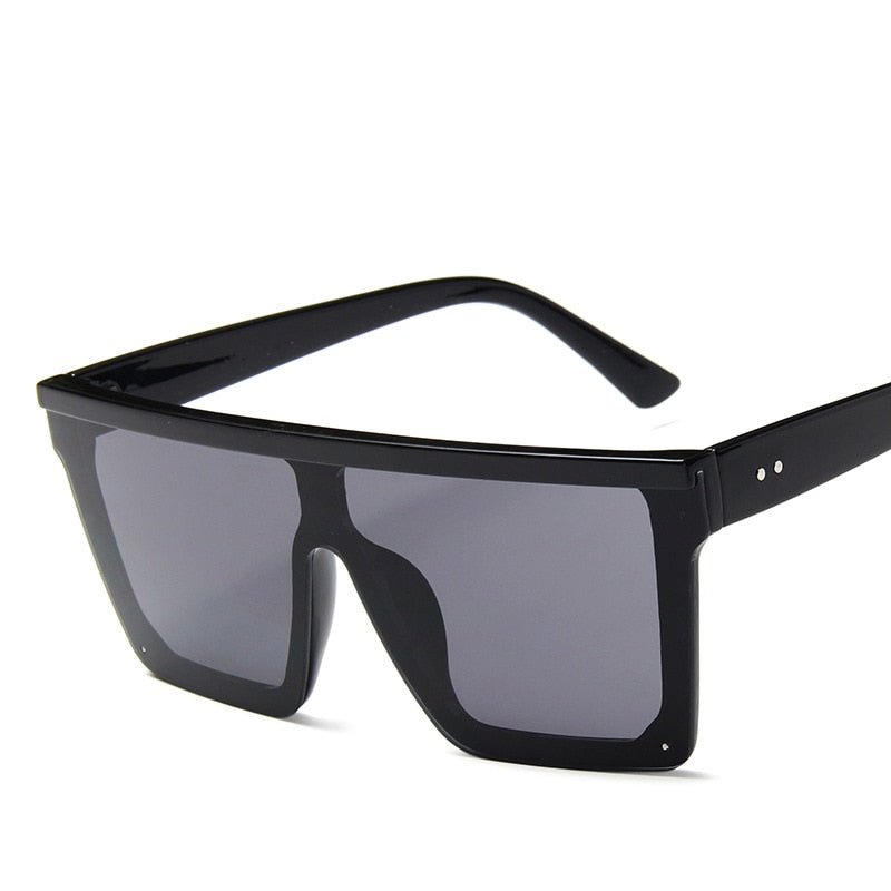 2021 Vintage Male Flat Top Sunglasses Men Brand Black Square Shades UV400 Gradient Sun Glasses For Men Cool One Piece Designer