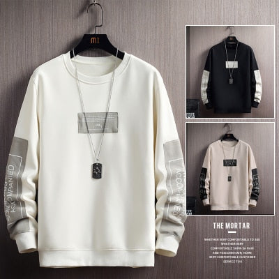 Autumn Men Casual Sweatshirts Harajuku Printed Men Long Sleeve Hoodies 2022 Korean Man Loose Pullovers Homme Spring Wearing