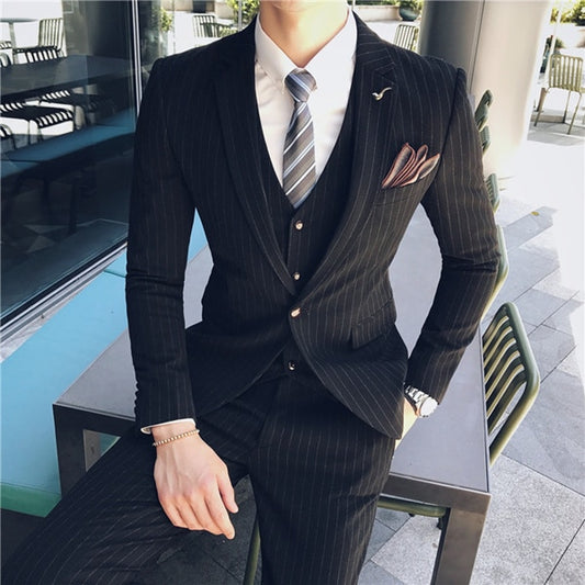 Costume Tailleur Homme 3 pcs. Fashion Mens Casual BusinessSuit 3 Pcs ( Jacket + Vest + Pants)